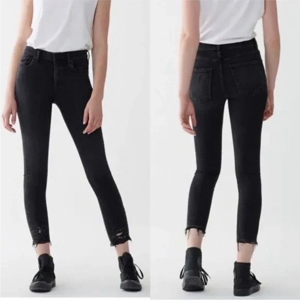 AGOLDE Sophie Crop High Rise Skinny Jeans‎ Distressed Hem Size 29